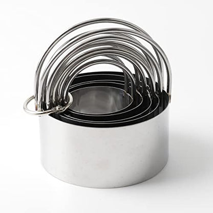 Cookie Cutters Set of 10, 5 sizes round and 5 sizes square Stainless steel Biscuit cutters with handles