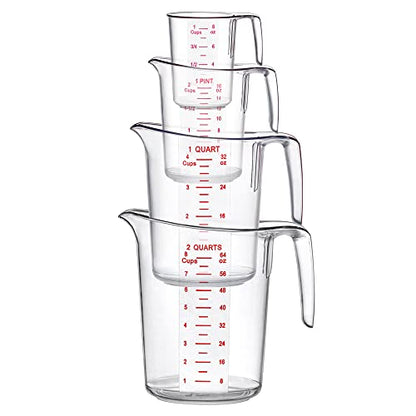 Amazing Abby - Melissa - Plastic Measuring Cups (4-Piece Set), Food-Grade Measuring Jugs, 1/2/4/8-Cup Capacity, Unbreakable, Stackable, Dishwasher-Safe, Great for Oil, Vinegar, Flour, and More - style: 4-Piece Set (1/2/4/8-Cup)