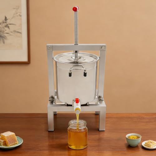 10L/2.6Gal Stainless Steel Fruit Wine Press,Large Fruit Honey Presser and Cider Manual Juice Maker,T-shape Apple Press extractor for Wine and Juice Making Cider Press