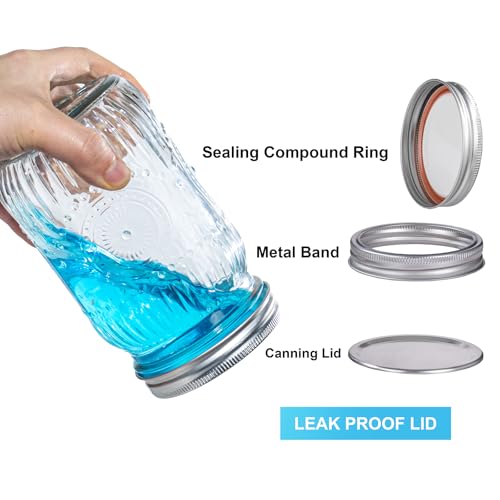 LUODA MirthMood 32 OZ Wide Mouth Mason Jars, 6 PACK Glass Mason Jars with airtight Lids, Quart mason jars wide Perfect for Canning, Pickling, Preserving, Fermenting, DIY Crafts & Decor