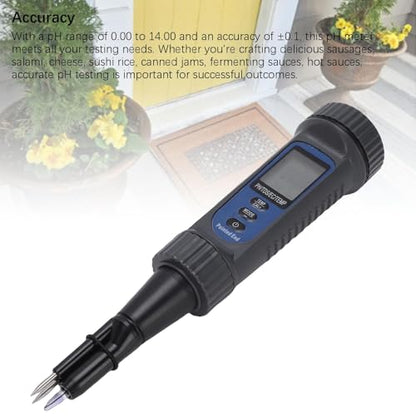 Asixxsix pH Meter, 4 in 1 Digital pH EC TDS Temp Meter with Penetration Type Electrode for Sourdough Fermentation, Cheese, Meat, Cosmetics, Soil