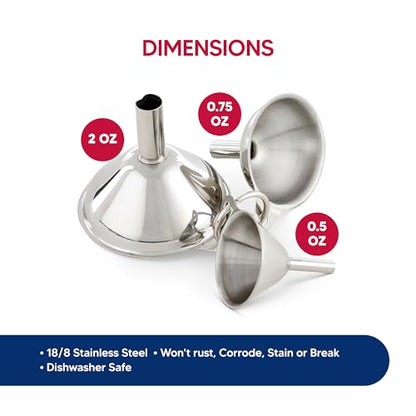 HIC Kitchen Condiment Funnels, Set of 3, 0.5-Ounces, 0.75-Ounces, and 2-Ounce Capacities - style: Set of 3, Condiment Funnels