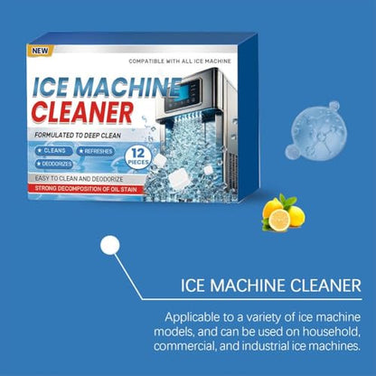 Ice Machine Cleaner Maker Descaler - 12 Clean Tablets for Ice Makers, Removes Hard Water & Mineral Buildup, Nickel Safe Scale Remover for All Ice Machines - Bulk 6 Month Supply