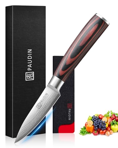 PAUDIN Paring Knife, 3.5 Inch Fruit Knife, High Carbon 5Cr15Mov Stainless Steel Forged Paring Knife, Ultra Sharp Small Kitchen Knife, Ergonomic Wooden Handle with Elegant Gift Box - style: 3.5'' Paring Knife