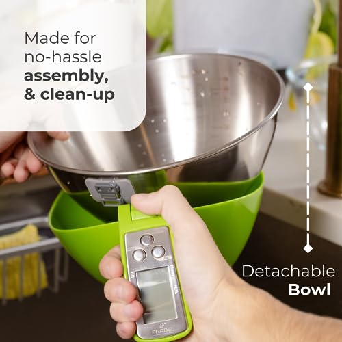 Fradel Digital Kitchen Food Scale with Bowl - 11lb, Grams & Ounces - Removable, Dishwasher-Safe Mixing Bowl - Green - color: Green