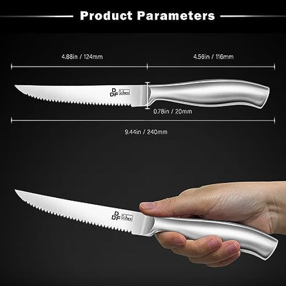 DDF iohEF Steak Knife Set, 8 Piece Steak Knife, High Carbon Japanese Stainless Steel Serrated Steak Knives - color: 8PCS Steak Knives