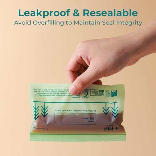 Fit Meal Prep 50 Pack 100% Compostable Snack Bags, 6.5 x 4.1" Resealable Food Storage Bags Snack Size, Plant-Based Freezer Bags for Food, ASTM D6400, US BPI & EU OK Compost Certified - style: Snack