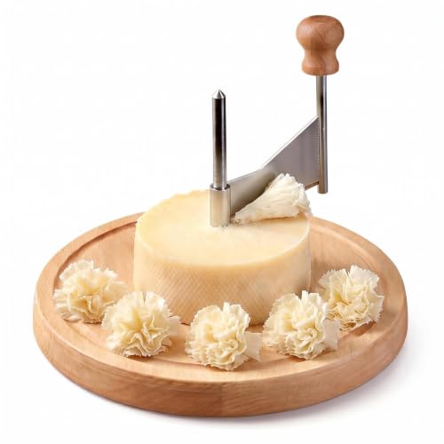 Cheese Curler Wheel - Stainless Steel Cheese Shaver with Sharp Blade & Wood Base,Create Beautiful Rose-Shaped Shavings from Tête de Moine, Hard Cheeses, and Chocolate,Ideal for Restaurants & Home Use