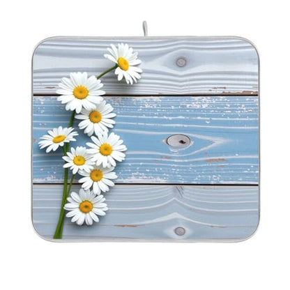 Kcldeci Daisy Wooden Dish Drying Mat,Spring Drying Mat For Kitchen Counter 18 x 24 Dish Mat Dish Rack Drainer Pad - color: Daisy, size: 18x24in