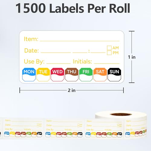 3 Rolls 1500 Pcs 1 inch X 2 inch Restaurant Quality Shelf Life Food Rotation Labels, Self-Adhesive Removable for Reusable Containers, Food Safety Date Sticker, Leftover Labels (1*2in-1500pc-Yellow6) - style: 3Rolls-Yellow