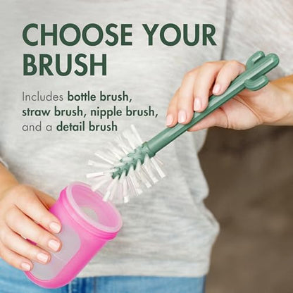 Boon Cacti Bottle Cleaning Brush Set, Terracotta , 4 Piece Set - size: 4 Piece Set, style: Terracotta Set