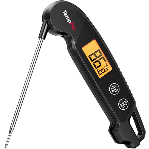 TempPro 1 Sec Digital Meat Thermometer for Cooking, Instant Read Thermometer with Backlight Calibration, IPX6 Waterproof Kitchen Food Thermometer for Smoker Grill Candy (Previously ThermoPro)