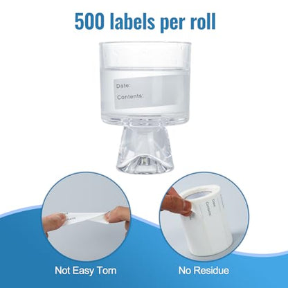 500 Pcs Freezer Labels, 1 x 3 Inch Refrigerator Food Label Stickers, No Residue, Easy Peel Off, Water & Oil Resistant, Labels for Food, Freezer Bags, Jars, and Containers - size: 500 Pcs Printed Labels (1 x 3 Inch)