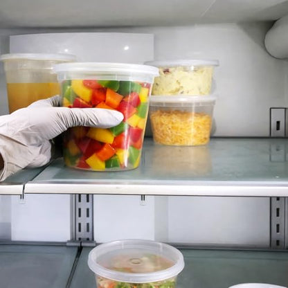 32 oz [20-Pack] Microwavable Plastic Deli Food Storage Containers with Lids | BPA Free, leak-resistant, stackable and freezer-safe design helps keep food fresh and secure - size: 32 oz - 20 Pack