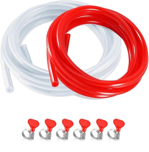 10FT Kegerator Line CO2 Hose Dual Lines Kit，3/16" Beer Line Tubing & ID 5/16" CO2 Gas Line Kegerator Replacement Line Food-Grade PVC Tube Draft Beer Keg Faucet Tube with 6 PCS Hose Clamps - size: 10Ft Beer Line +10Ft Gas Line