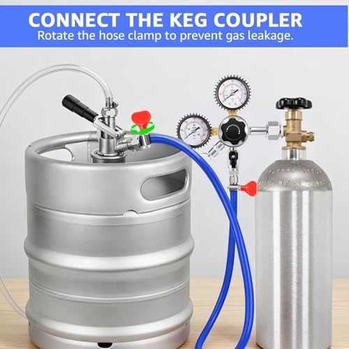 15Ft Beer CO2 Gas Line, 5/16" ID Keg Gas Line Blue Beer Gas Line Kegerator Lines Keg Co2 Line PVC Tubing with Hose Clamps for Draft Beer Home Brewing - size: 15FT