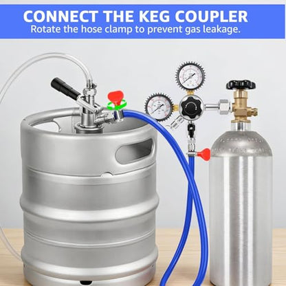 15Ft Beer CO2 Gas Line, 5/16" ID Keg Gas Line Blue Beer Gas Line Kegerator Lines Keg Co2 Line PVC Tubing with Hose Clamps for Draft Beer Home Brewing - size: 15FT