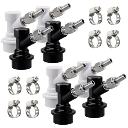 MRbrew Ball Lock Keg Fittings 4 Pairs Quick Ball Lock Disconnect Set with Stainless 5/16” Gas 1/4” Liquid Barbed MFL Swivel Nuts for Corny Keg Connectors Ball Lock for Keg Posts, Keg Coupler, Homebrew