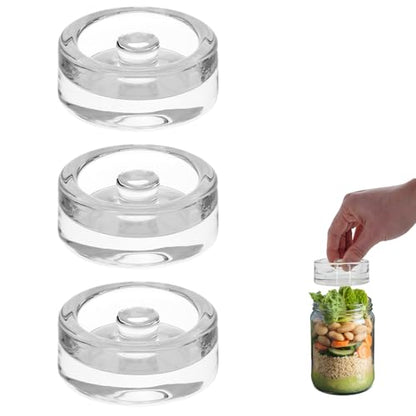 3Pcs Wide-Mouth Fermentation Glass Weight Set With Easy Grip Perfect For Home Brewing, Pickling, Canning, Fermented Fruits, Sauerkraut, Kimchi And More. (3)