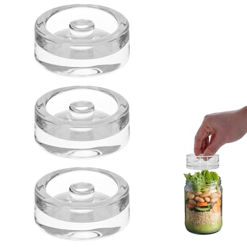 3Pcs Wide-Mouth Fermentation Glass Weight Set With Easy Grip Perfect For Home Brewing, Pickling, Canning, Fermented Fruits, Sauerkraut, Kimchi And More. (3)