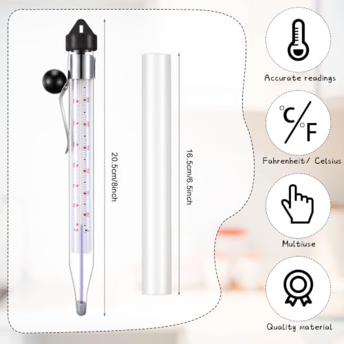 Photect Candy Thermometer with Pot Clip 8" Deep Fry Oil Thermometer for Candy Making Instant Read Cooking Food Sugar Syrup Jam Jelly Oil Temperature Kitchen Accessories(Black,1 Pcs) - color: Black