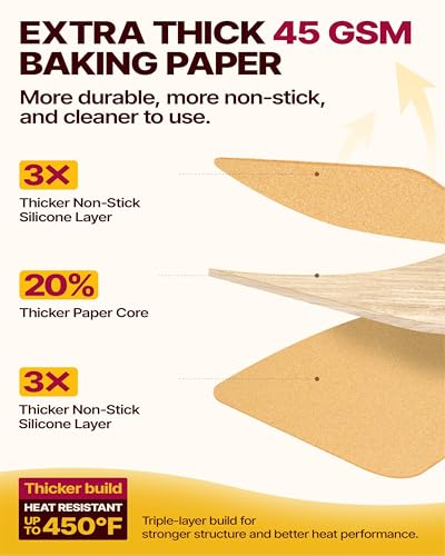 Katbite Parchment Paper Sheets Heavy Duty, 18x26 Inches 100 PCS Precut Baking Parchment, Unbleached, Non-stick, Non-toxic, Extra Strong, Flat Baking Paper for Oven, Cooking, Grilling, Air Fryer - color: 18"x26"-100