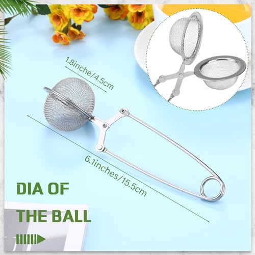Yinder 30 Pcs Loose Leaf Tea Infuser Stainless Steel Mesh Snap Tea Ball Strainers with Handle Metal (Silver) - color: Silver