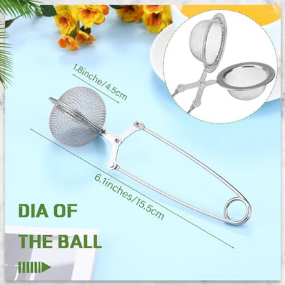 Yinder 30 Pcs Loose Leaf Tea Infuser Stainless Steel Mesh Snap Tea Ball Strainers with Handle Metal (Silver) - color: Silver