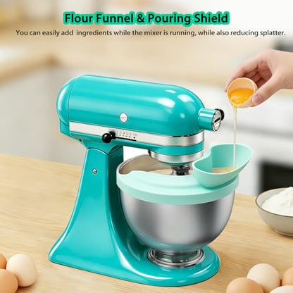 Silicone Flour Funnel with Pouring Shield for KitchenAid 4.5-5QT Mixer - color: Aqua Sky