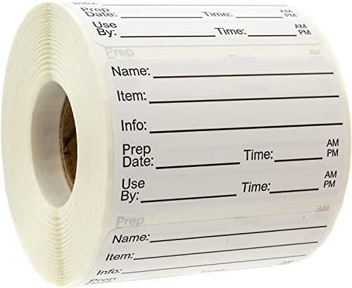 Black and White Food Prep Labels / 500 Removable Meal Prep Leftovers Stickers / 1.5" x 2.5" Food Container Labeling Sticker/Made in The USA - size: Removable 1.5” x 2.5”
