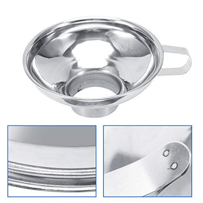 Canning Funnel for Kitchen Use, Stainless Steel Wide Mouth Funnel with Handle for Wide and Regular Jars - color: L