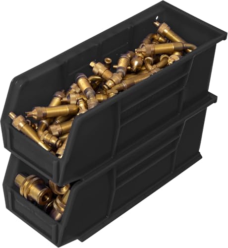 Akro-Mils 30224 AkroBins Plastic Storage Bins, Space-Saving Stackable Bins for Garage, Pantry, Craft Organization, 11" L x 4" W x 4" H, Black, 12-Pack - color: Black
