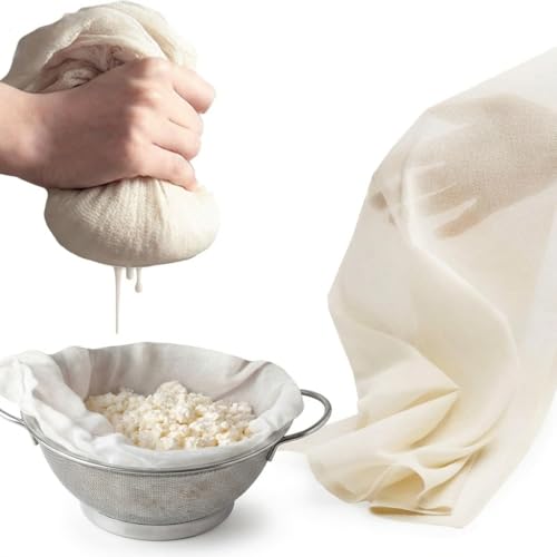 Reusable Cheesecloth, 20x20 Inch Hemmed Kitchen Strainer Fabric for Cooking, Baking, Juicing & Cheese Making – 100% Cotton Unbleached, Dense and Washable