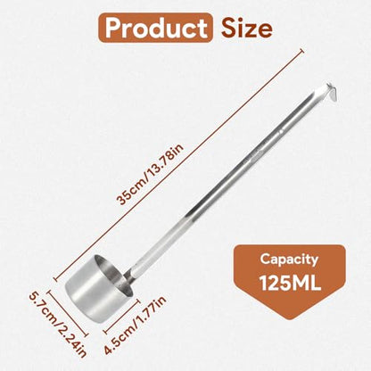 Wine Measuring Spoon Stainless Steel Wine Ladle Wine Dipper Spoon Beer Pouring Measure Spoon with Hook Ladle 25ML/50ML/125ML/250ML/500ML Kitchen Tools(125ML) - size: 125ML