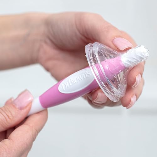Dr. Brown's Drying Tower, Stand-Up Rack with Soft Touch No Scratch Baby Bottle Cleaning Brush, Pink