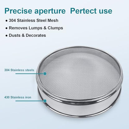 304 Stainless Steel Mesh Lab Sieve, 14 Mesh(1.43mm) Aperture Test Sieve, 7.9Inch(20cm) Diameter Economy Standard Analysis Sample Test Sieves for Industrial Laboratory Homes - size: 14Mesh(1.43mm)/Ф7.9in