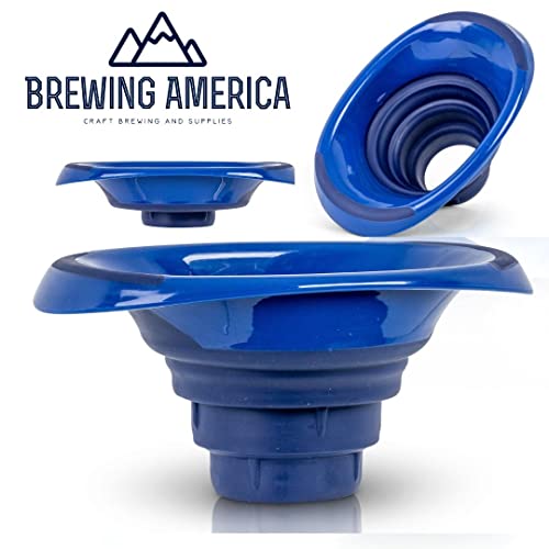 Kitchen Canning Funnel – Collapsible Silicone Food Funnel for Wide Mouth and Regular Mason Jars – Flexible Use for Coffee, Liquid, Jam, Cooking, Baking, Crafts - Blue - color: Blue