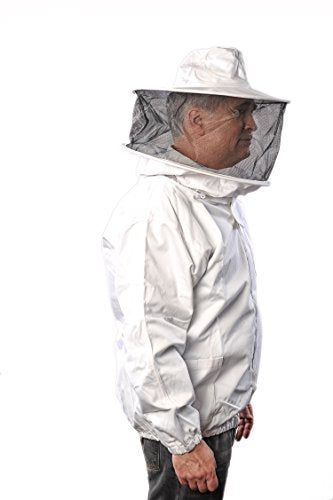 Beekeeping Jacket with Round Veil and Gloves, 100% Cotton Bee Jacket with YKK Brass Zippers - 2XL - size: XX-Large