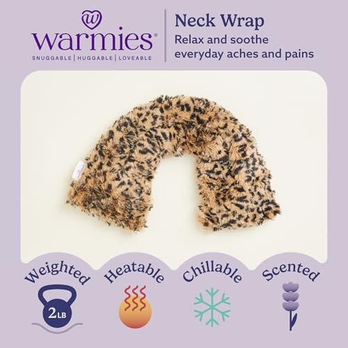 warmies Microwavable Neck & Shoulder Wrap - Lavender-Scented Heated Neck Wrap - Soothing Microwave Heating Pad - Weighted Heat Pack for Aches & Pain - Leopard - color: Leopard