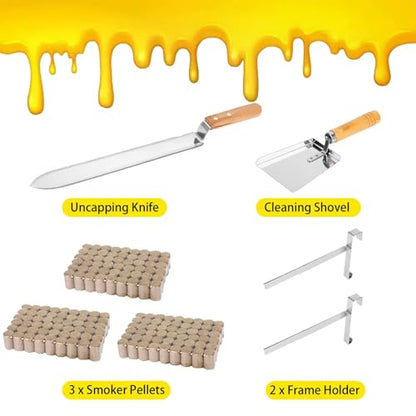 Beekeeping Supplies, 30Pcs Bee Keeping Starter Kit with Bee Suit, Bee Keeping Supplies-All Beekeeping Tools, Bee Smoker Kit with Oxford Bag for Beginners and Professionals