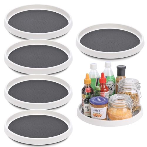 6개 세트, 30.5cm(12인치) 미끄럼 방지 Lazy Susan 턴테이블, 캐비닛, 식료품 저장실 정리, 주방 보관, 욕실 싱크 캐비닛, 냉장고, 조리대, 향신료 랙용 Lazy Susan 정리함, 6팩 30.5cm(12인치) - size: Grey 12 In 6 Pack