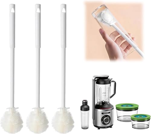 Silicone Bottle Brush with Long Handle, 360° Flexible Soft Bristle, for Narrow Neck Containers, Sports Bottle, Tumblers, Flask, Glassware, 1 Piece (3) - size: 3