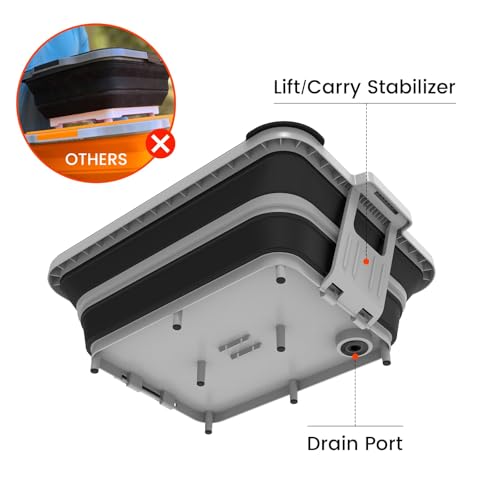 Upgraded Collapsible BBQ Prep Tub with Lid & Foldable Handle Stand - 4-in-1 for Meal Prep Marinating, Food Storage Container, Cutting Board & Beverage Cooler - Perfect for Camping & Picnic