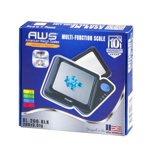 American Weigh Scales Blade Series 200g x 0.01g Digital Pocket Scale 0.01g Accuracy | Precision Mini Scale, Small Digital Gram Scale for Kitchen, Gold, Gems & Coin Scale, Smart Digital & Compact Scale - color: Black, size: 200g x 0.01g