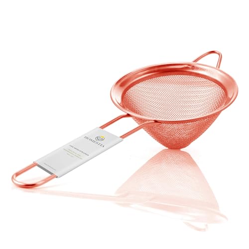 Homestia Fine Mesh Strainer for Kitchen, 304 Stainless Steel Cocktail Sieve Sifters for Food, Liquid Strainer Cup for Food, Drinks, Tea, Rice, Oil, Coffee, Juice, Flour, Fruits, Vegetables (Rose Gold) - color: Rose Gold, size: 1PC