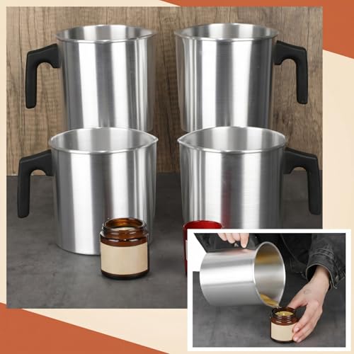 Ziliny 6 Pcs Candle Making Pouring Pot Wax Pouring Pitcher with Dripless Spout and Heat Resisting Handle Aluminum Wax Melter for Christmas DIY Candle Making Kits Gift (1.8 L) - size: 1.8 L