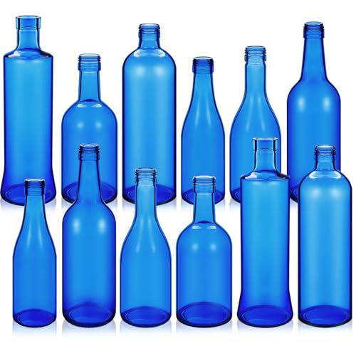 Zhehao 12 Pcs Colored Glass Bottles Colorful Empty Wine Bottles Decorative Glass Bottle for Bottle Tree Garden Yard Outdoor Home Decor(Dark Blue,Cylinder) - color: Dark Blue, style: Cylinder