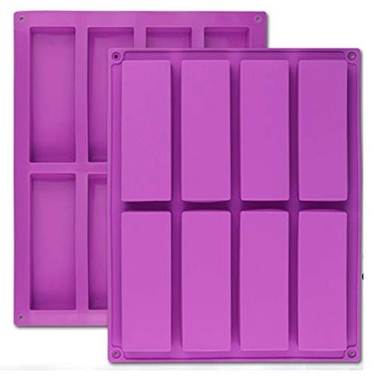 Palksky (2 Pcs) 8 Cavity Rectangle Granola Bar Silicone Mold/Nutrition/Cereal Bar Molds Energy Bar Maker for Chocolate Truffles Ganache Bread Brownie Cornbread Cheesecake Pudding Butter Mould - style: 2PCS 8 Bar Mold