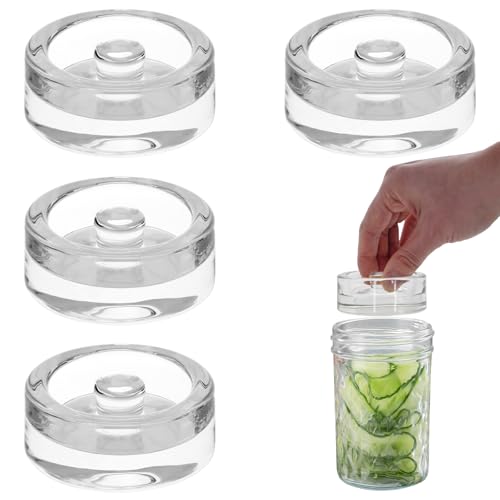 4Pcs Wide-Mouth Fermentation Glass Weight Set With Easy Grip Perfect For Home Brewing, Pickling, Canning, Fermented Fruits, Sauerkraut, Kimchi And More. (4)