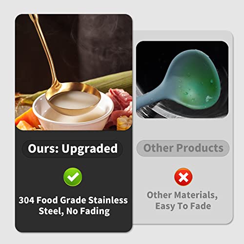 Newness Soup Ladle, [Rustproof, Heat Resistance, Integral Forming] Durable 304 Stainless Steel Soup Spoon with Vacuum Ergonomic Round Handle, Cooking Spoon for Kitchen, 13.7 Inches, Gold - color: Gold